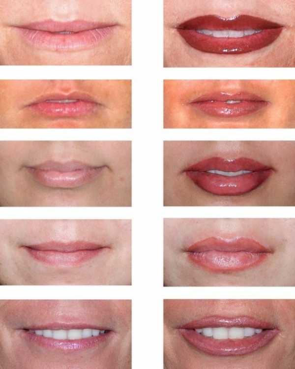 Естественный татуаж губ с растушевкой фото до и после